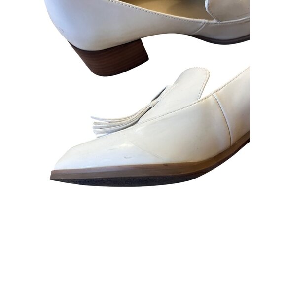Marc Fisher Phylicia Loafers Womens 6.5 Cream Solid Tassle Chunky Heel Classic - Picture 5 of 11